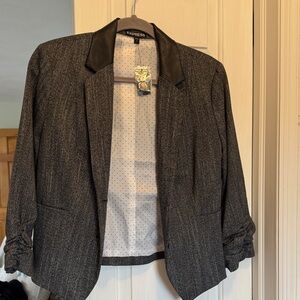 Express Women's Charcoal Blazer with Black Lapel